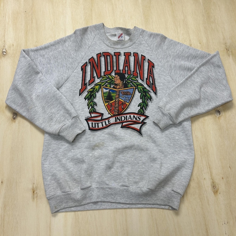 Vintage‎ 90s Indiana Little Indians Sweatshirt Mens XL Gray Jerzees Fleece